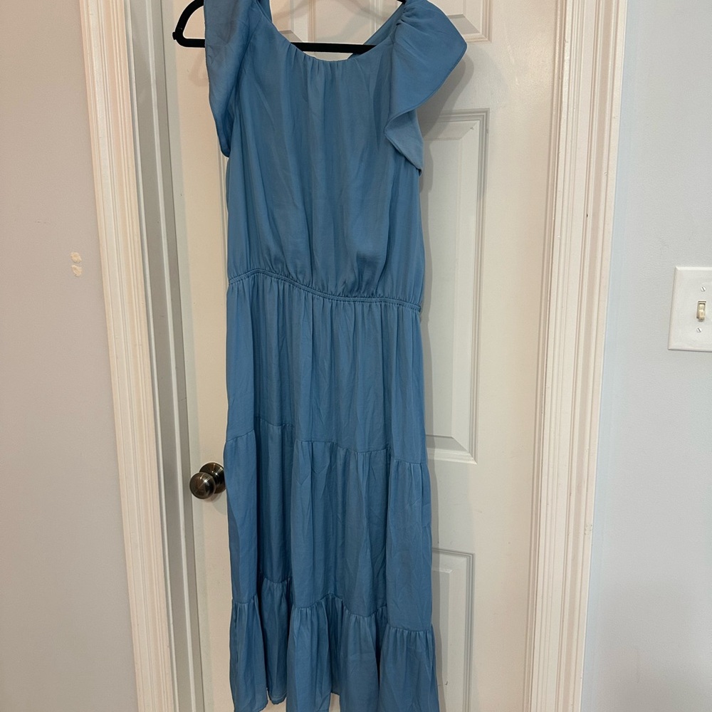 LOFT Tiered Dress in Sky Blue